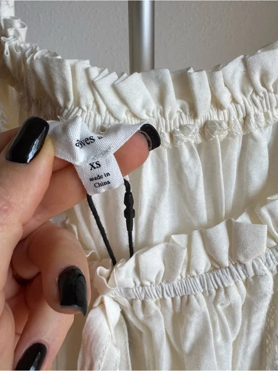 NWT A Loves A Cream Cotton Maxi Dress Boho Peasant Tiered Lace Trim 100% Cotton - Picture 7 of 9